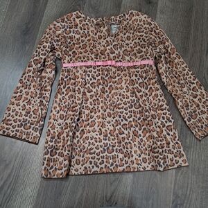 Ann Loren Cheeta Print Top With Pink Bow Belt Size 4/5T Shirt